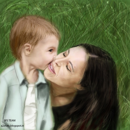 best relation between mom and son digital painting